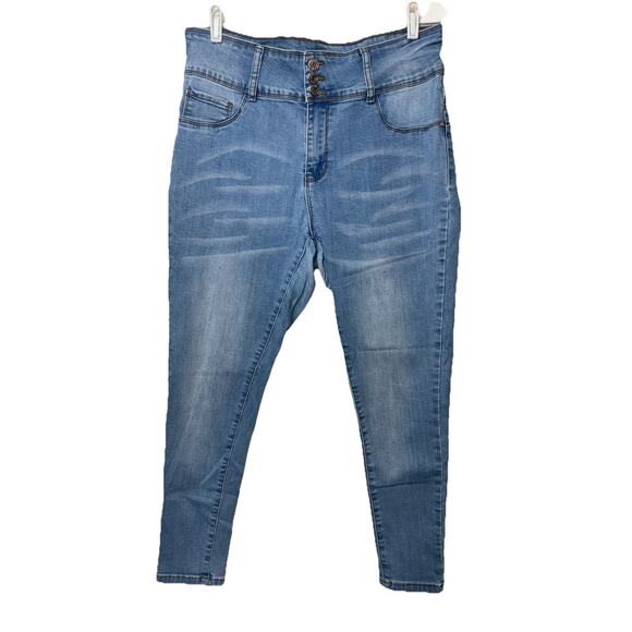 Womens Skinny Jeans Sz 16 Med-Light Wash High Rise Whisker Honey & Bristle - Picture 2 of 8